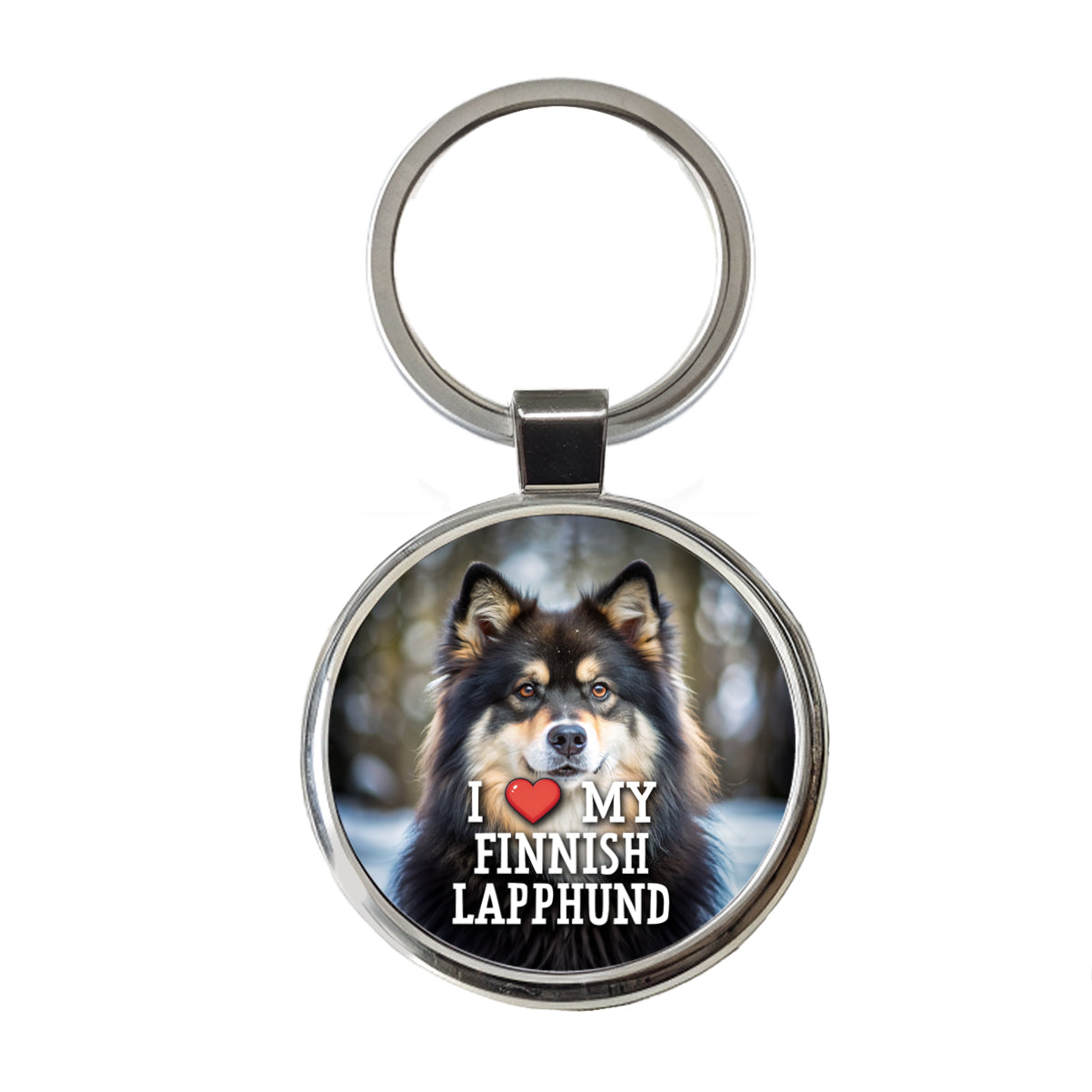 I Love My Finnish Lapphund Dog Heart Round Metal Keychain