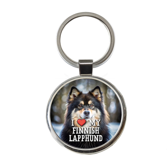 I Love My Finnish Lapphund Dog Heart Round Metal Keychain