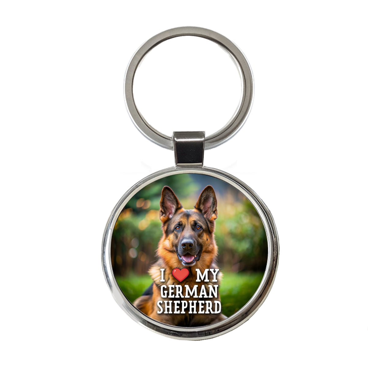 I Love My German Shepherd Dog Heart Round Metal Keychain