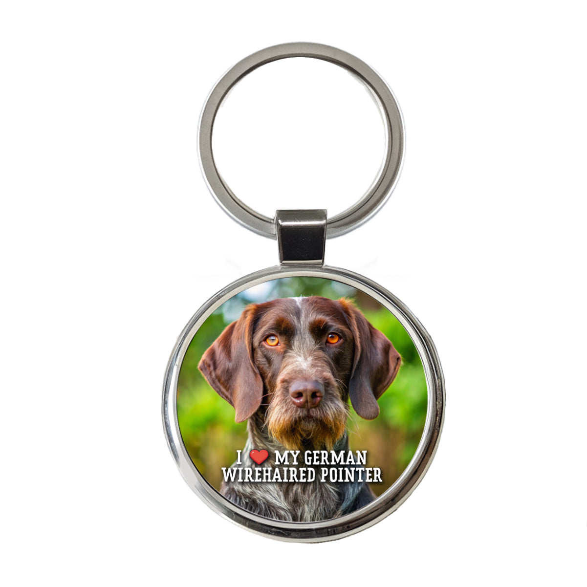 I Love My German Wirehaired Pointer Dog Heart Round Metal Keychain