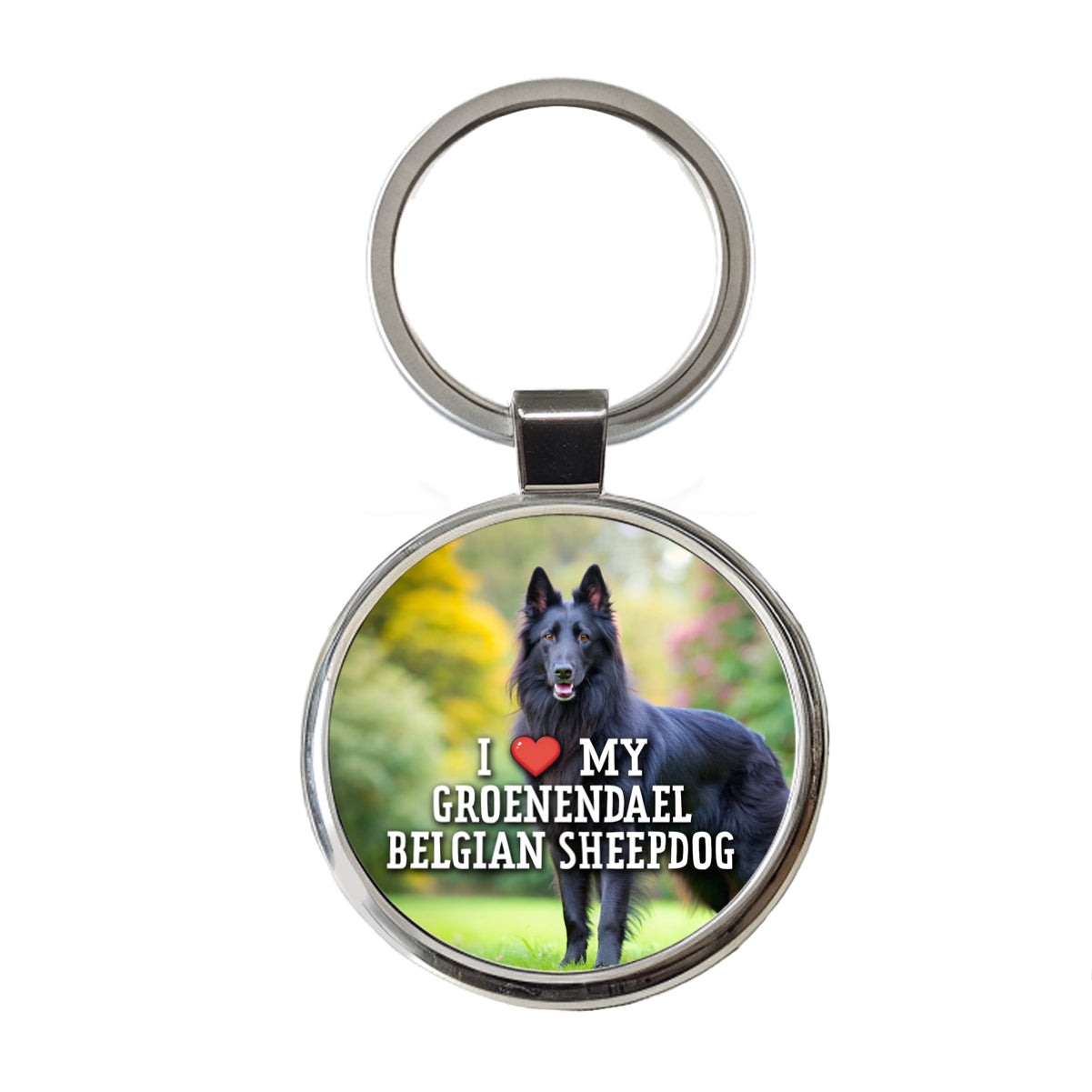 I Love My Groenendael Belgian Sheepdog Dog Heart Round Metal Keychain