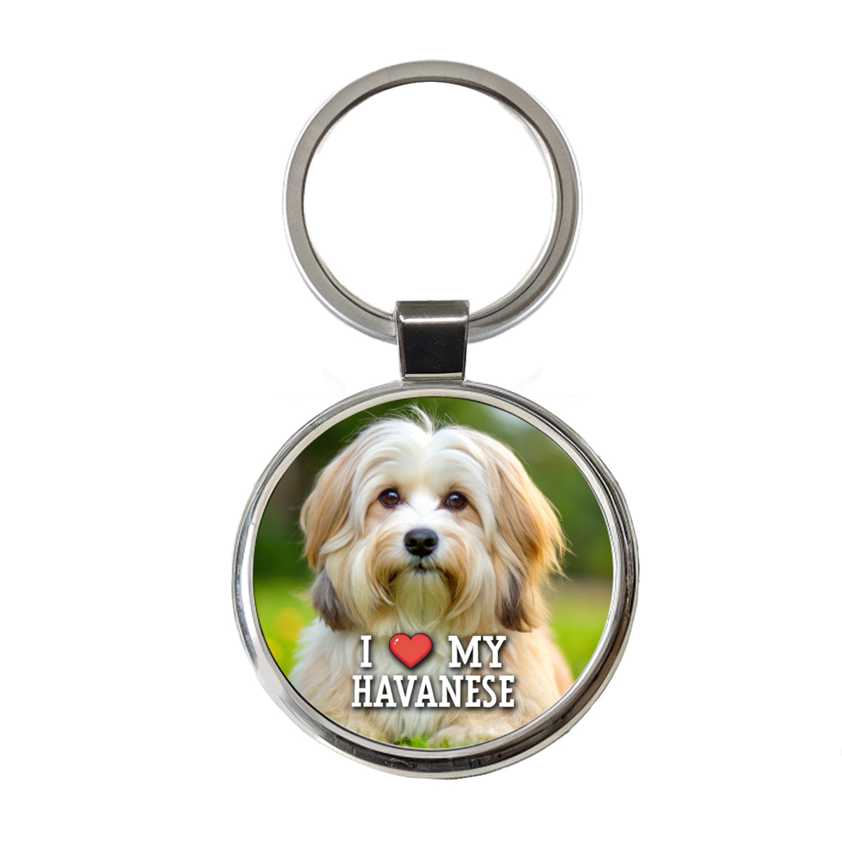 I Love My Havanese Dog Heart Round Metal Keychain