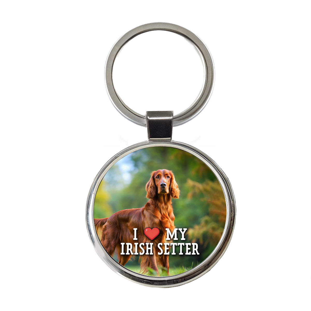 I Love My Irish Setter Dog Heart Round Metal Keychain