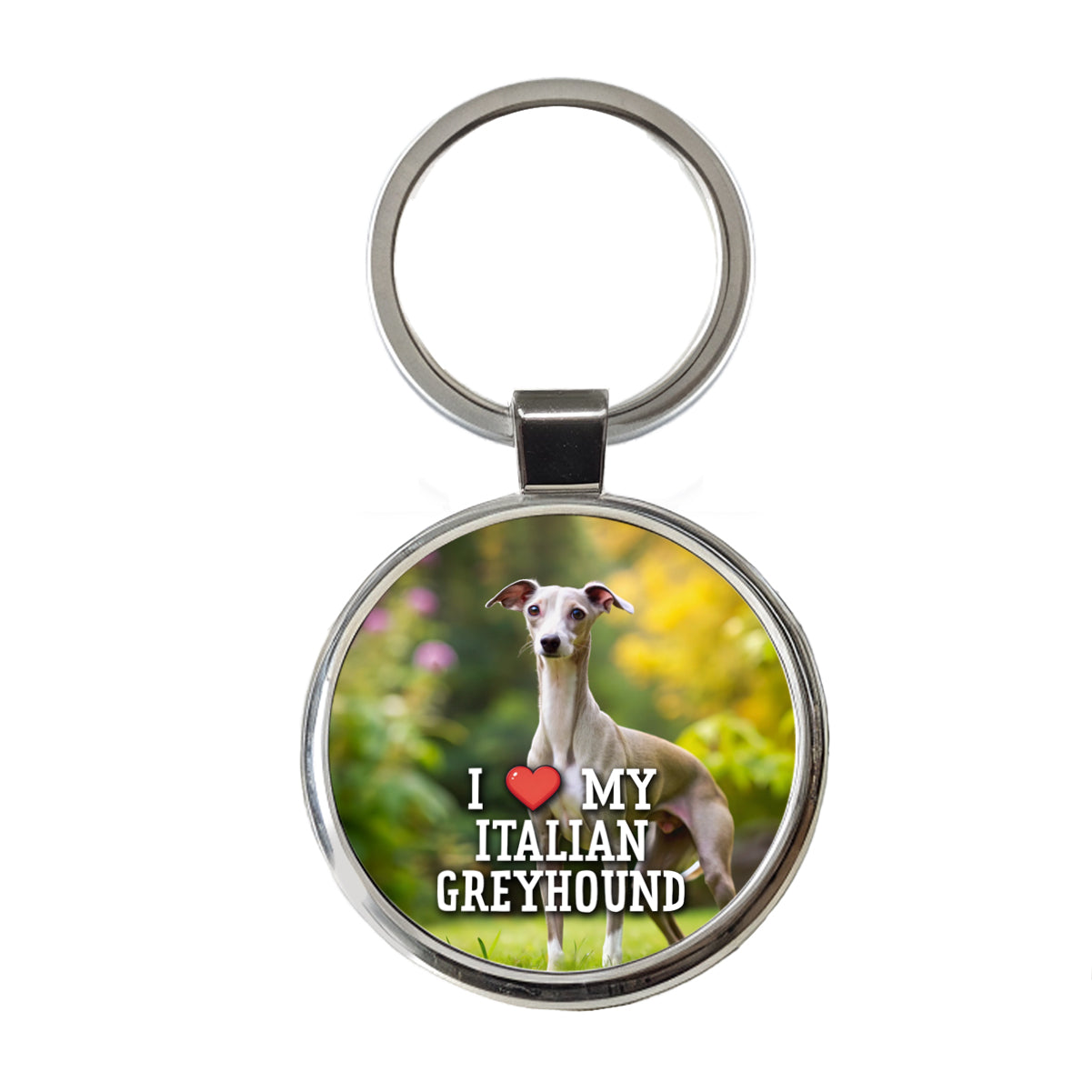 I Love My Italian Greyhound Dog Heart Round Metal Keychain