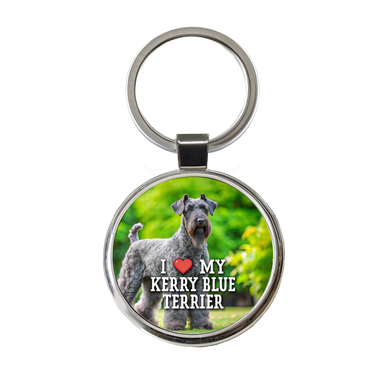 I Love My Kerry Blue Terrier Dog Heart Round Metal Keychain