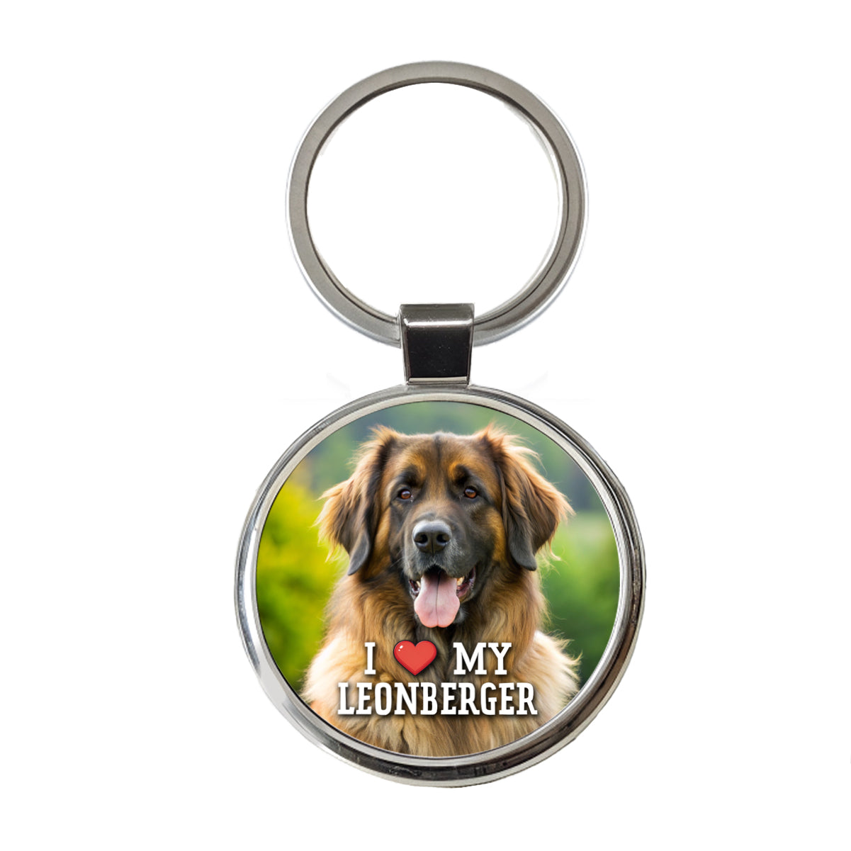 I Love My Leonberger Dog Heart Round Metal Keychain