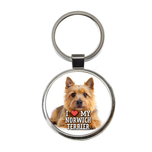 I Love My Norwich Terrier Dog Heart Round Metal Keychain