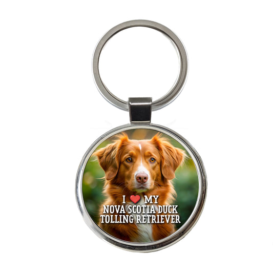 I Love My Nova Scotia Duck Tolling Retriever Dog Heart Round Metal Keychain