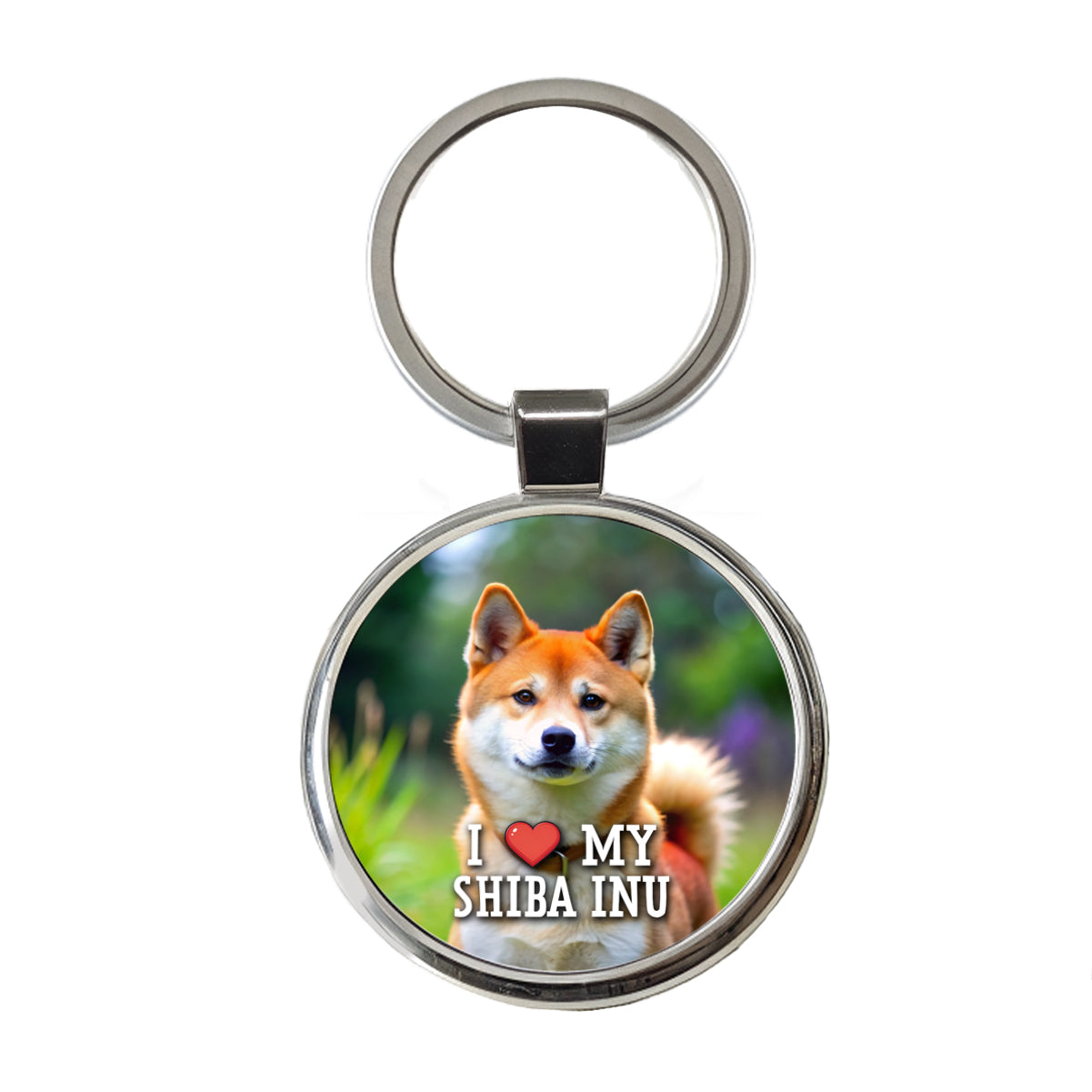 I Love My Shiba Inu Dog Heart Round Metal Keychain