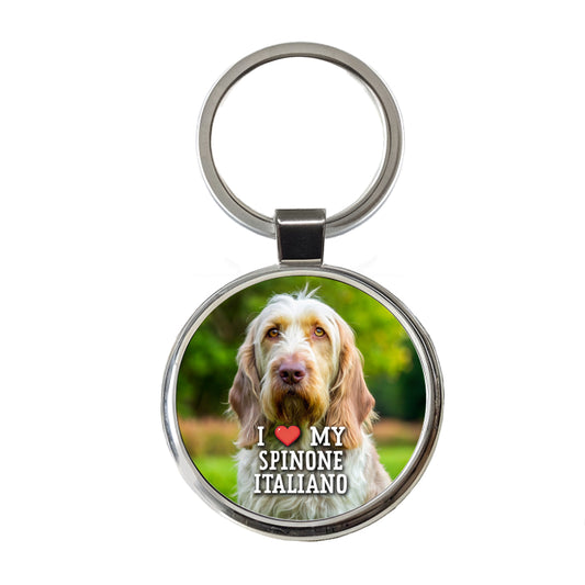 I Love My Spinone Italiano Dog Heart Round Metal Keychain