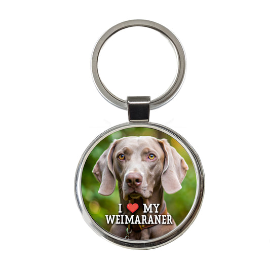 I Love My Weimaraner Dog Heart Round Metal Keychain