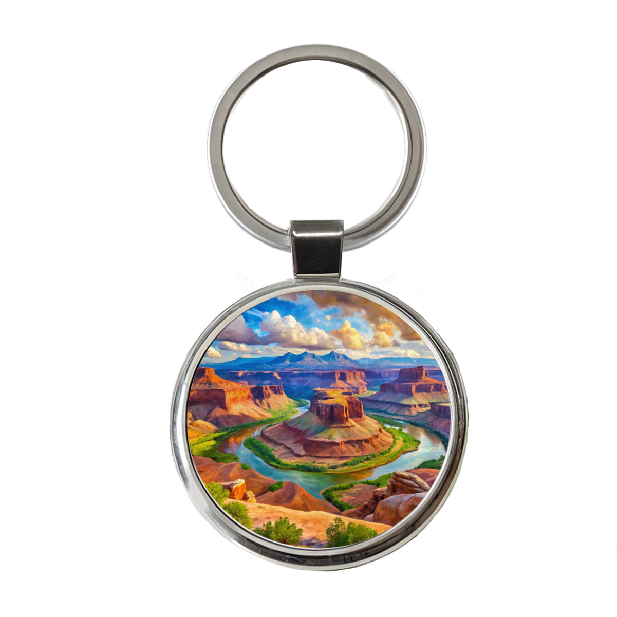 Canyonlands National Park Utah Watercolor Style Round Metal Keychain