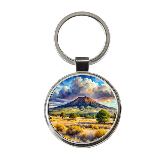Capulin Volcano National Monument New Mexico Watercolor Style Round Metal Keychain