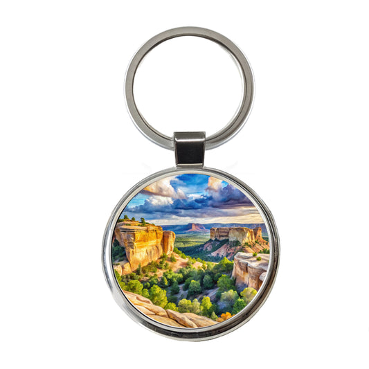 El Malpais National Monument New Mexico Watercolor Style Round Metal Keychain