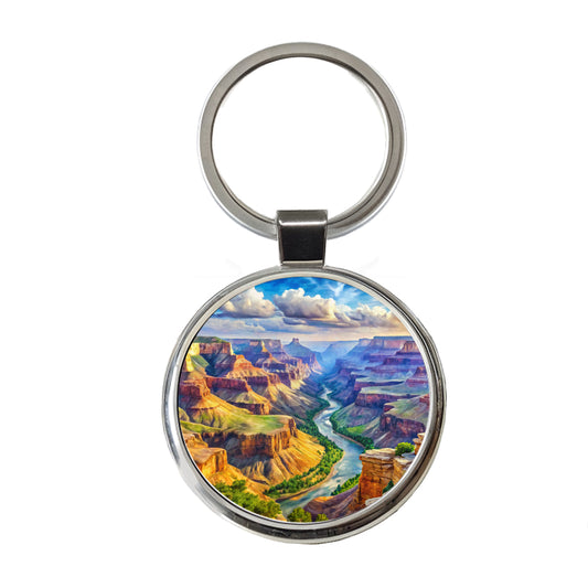 Grand Canyon - Parashant National Monument Arizona Watercolor Style Round Metal Keychain