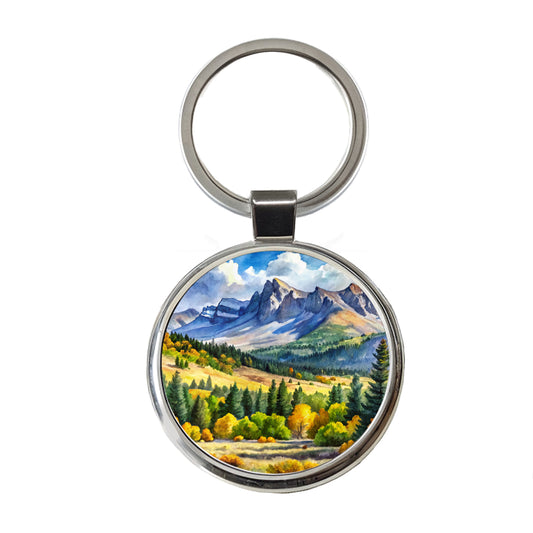 Great Basin National Park Nevada Watercolor Style Round Metal Keychain