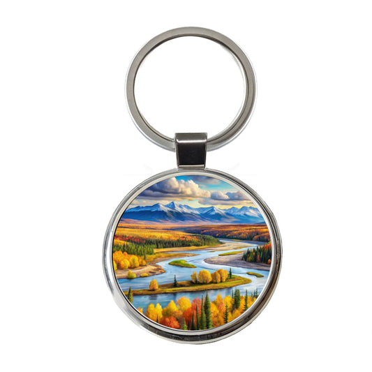 Kobuk Valley National Park Alaska Watercolor Style Round Metal Keychain