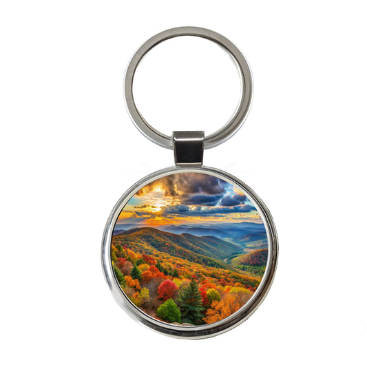 Shenandoah National Park Virginia Watercolor Style Round Metal Keychain