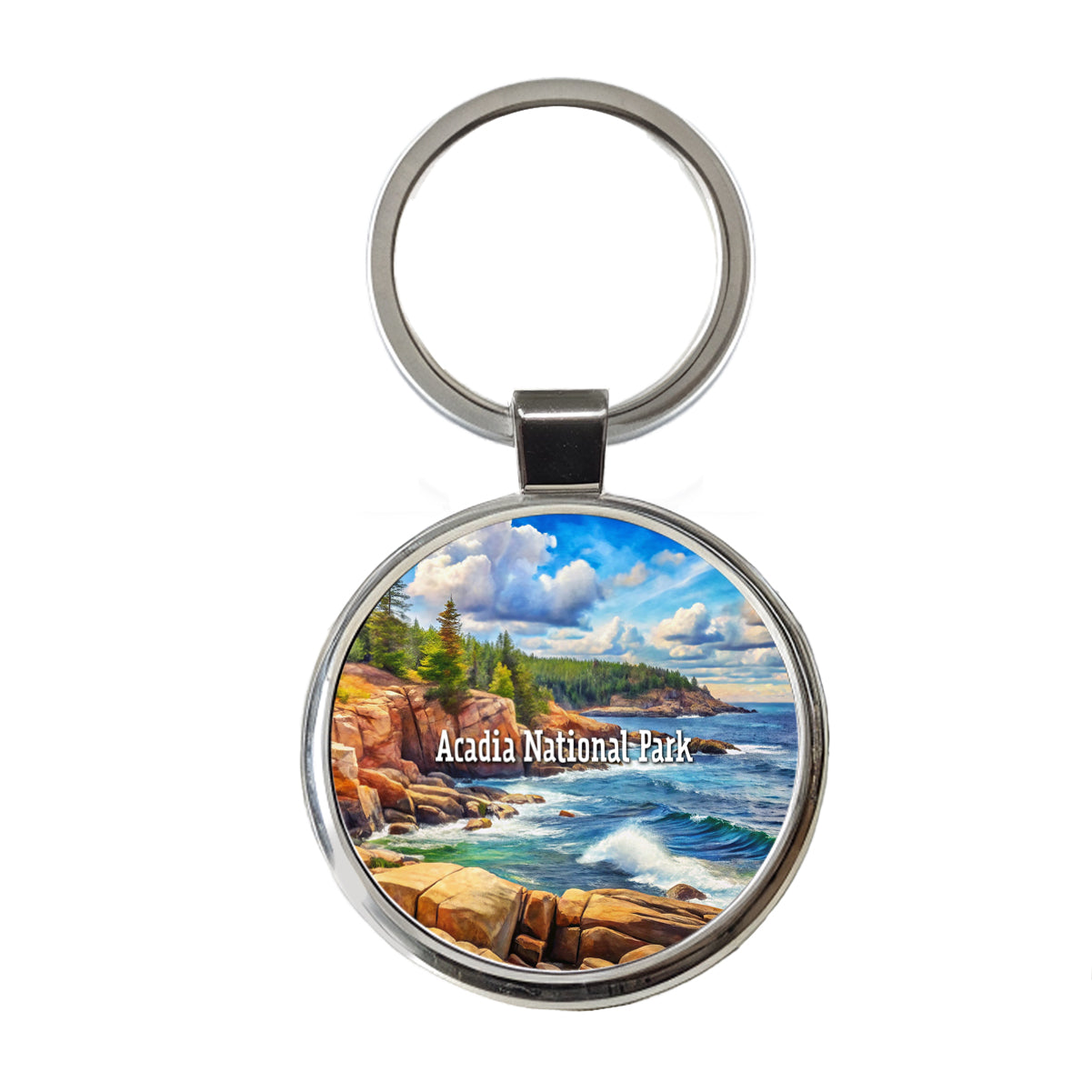 Acadia National Park Maine Round Metal Keychain