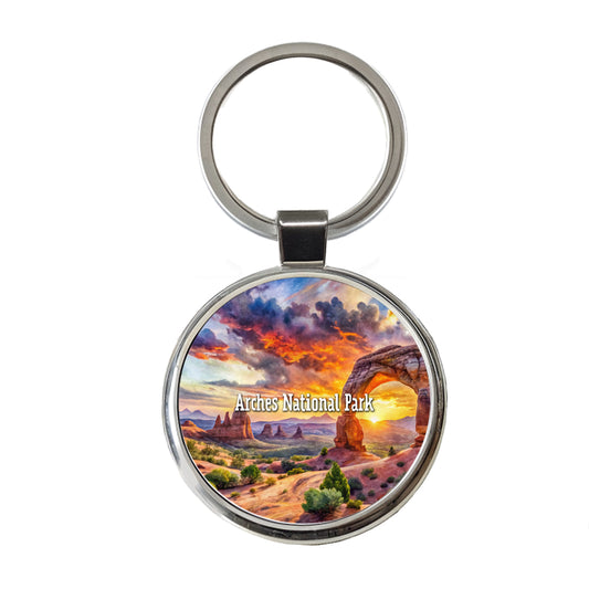 Arches National Park Utah Round Metal Keychain