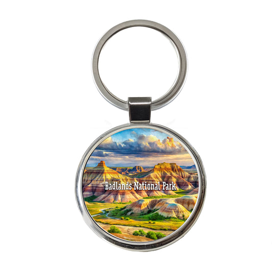 Badlands National Park South Dakota Round Metal Keychain