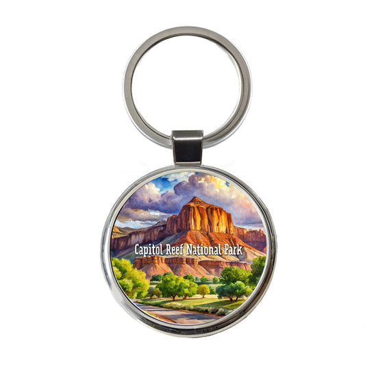 Capitol Reef National Park Utah Round Metal Keychain