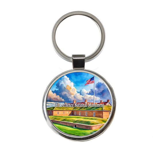 Fort McHenry National Monument Maryland Round Metal Keychain