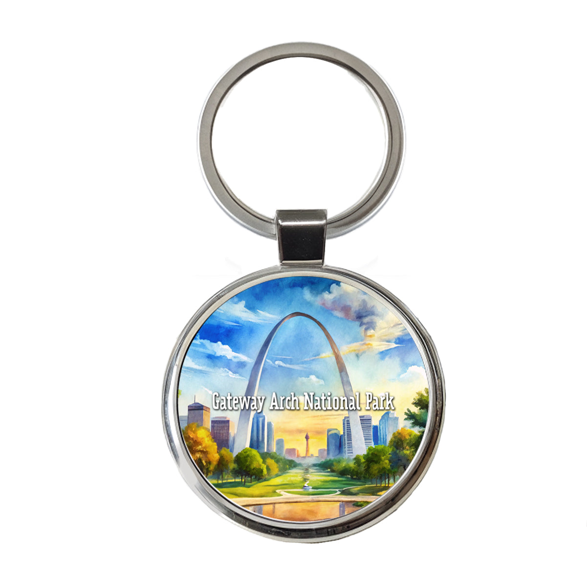 Gateway Arch National Park Missouri Round Metal Keychain