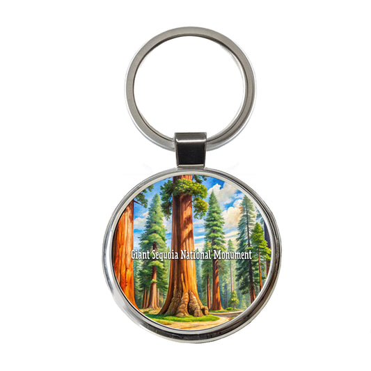 Giant Sequoia National Monument California Round Metal Keychain