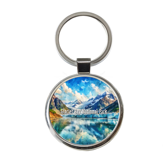 Glacier Bay National Park Alaska Round Metal Keychain