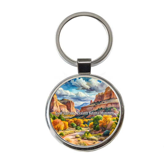 Grand Staircase - Escalante National Monument Utah Round Metal Keychain