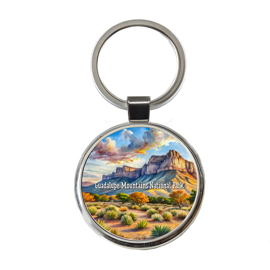 Guadalupe Mountains National Park Texas Round Metal Keychain