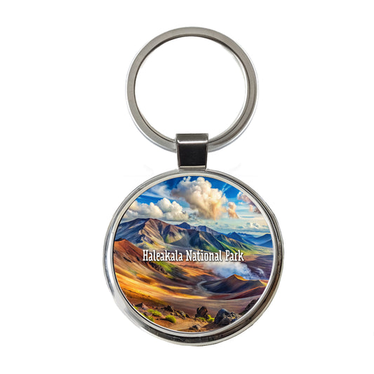 Haleakala National Park Hawaii Round Metal Keychain