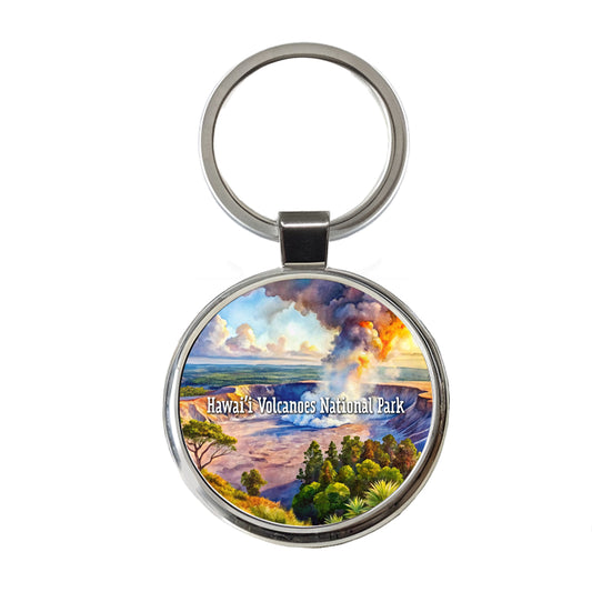 Hawai'i Volcanoes National Park Round Metal Keychain