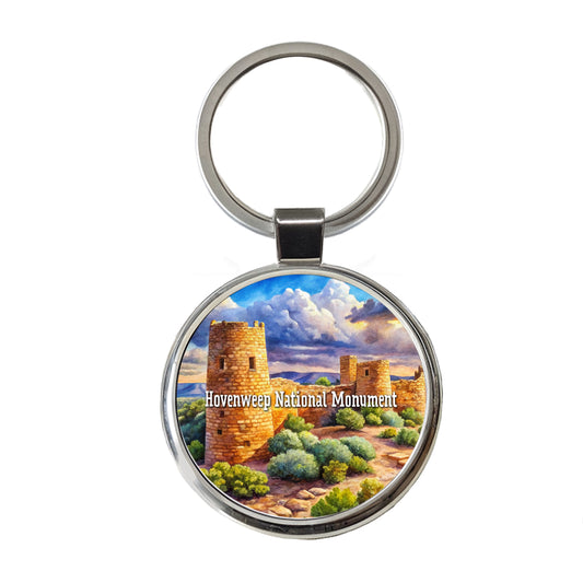 Hovenweep National Monument Colorado, Utah Round Metal Keychain