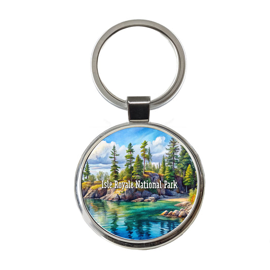 Isle Royale National Park Michigan Round Metal Keychain