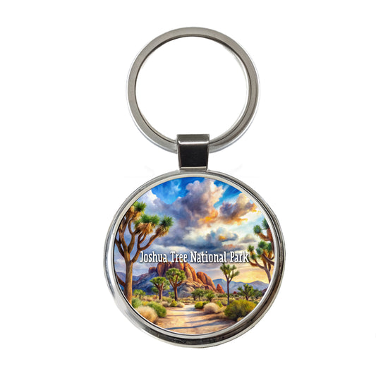 Joshua Tree National Park California Round Metal Keychain