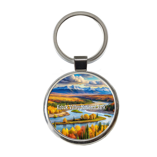Kobuk Valley National Park Alaska Round Metal Keychain