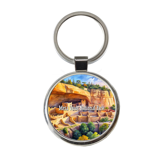 Mesa Verde National Park Colorado CO Round Metal Keychain