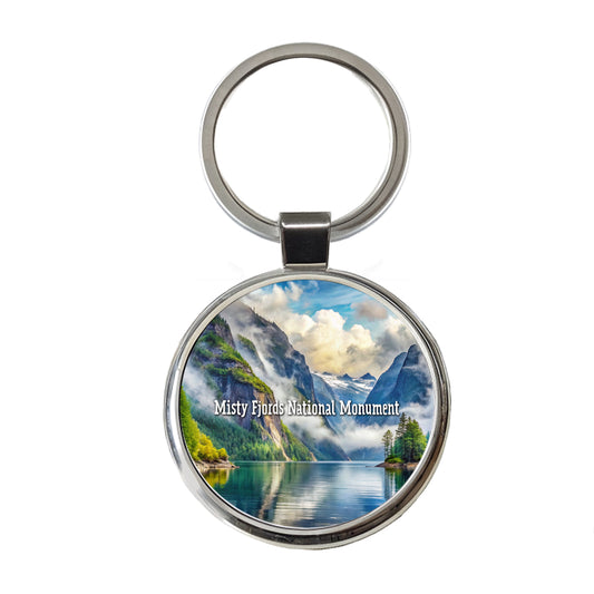 Misty Fjords National Monument Alaska Round Metal Keychain