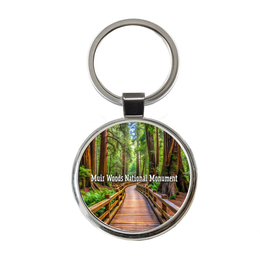 Muir Woods National Monument California Round Metal Keychain