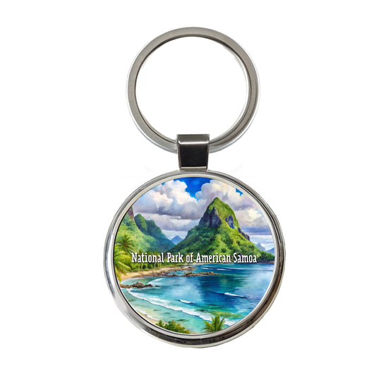 National Park of American Samoa Round Metal Keychain