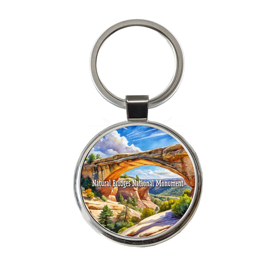 Natural Bridges National Monument Utah Round Metal Keychain
