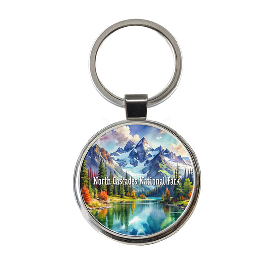 North Cascades National Park Washington Round Metal Keychain