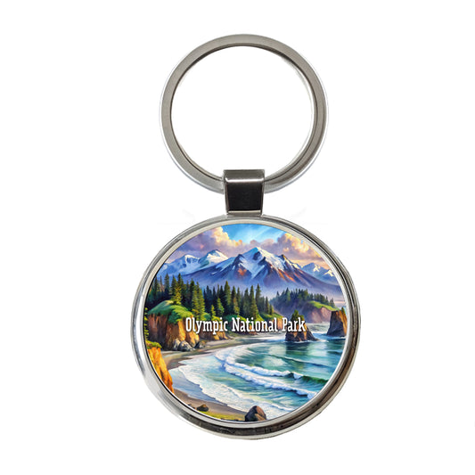 Olympic National Park Washington Round Metal Keychain
