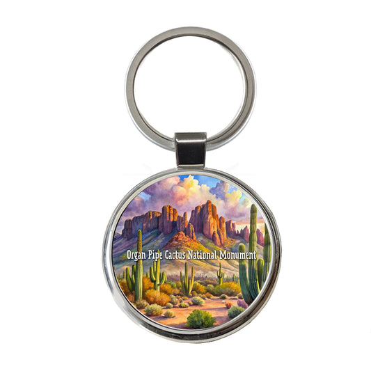 Organ Pipe Cactus National Monument Arizona Round Metal Keychain
