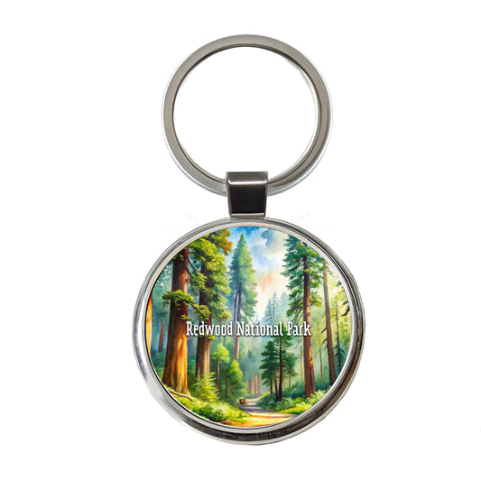 Redwood National Park California Round Metal Keychain