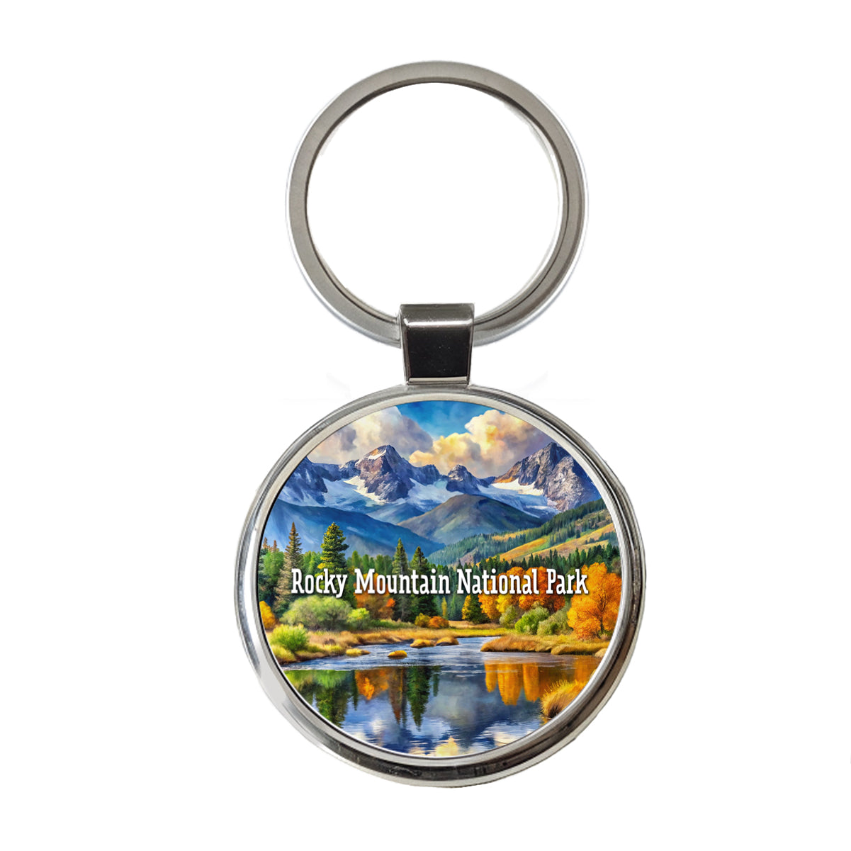 Rocky Mountain National Park Colorado Round Metal Keychain