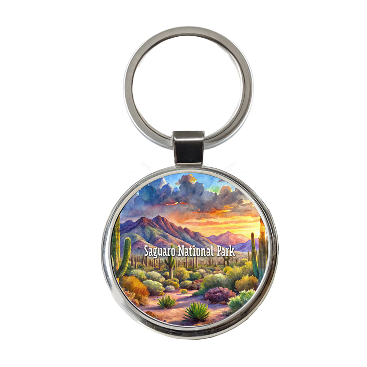 Saguaro National Park Arizona Round Metal Keychain