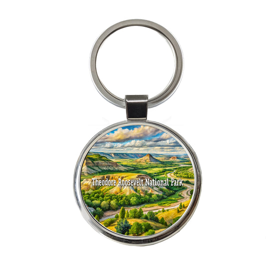 Theodore Roosevelt National Park North Dakota Round Metal Keychain